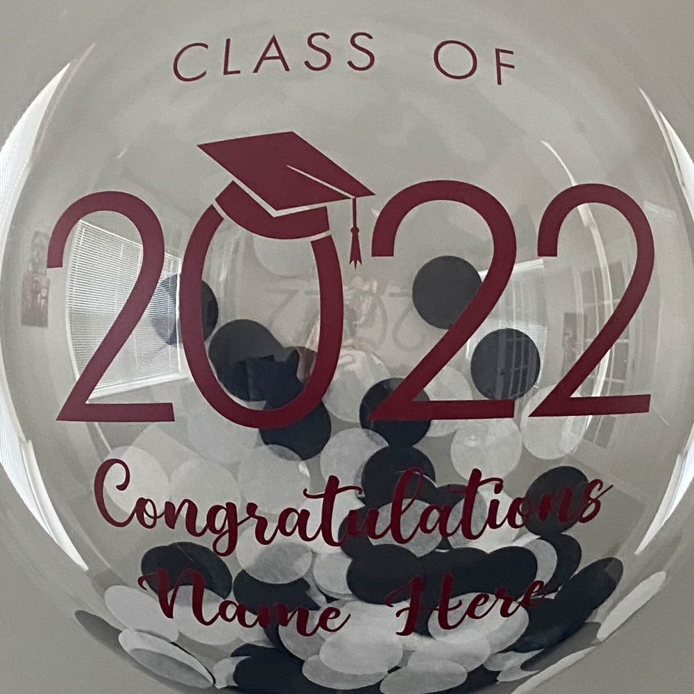"Graduation 2022" Balloon - Custom Graduation Confetti Balloon - Balloominators