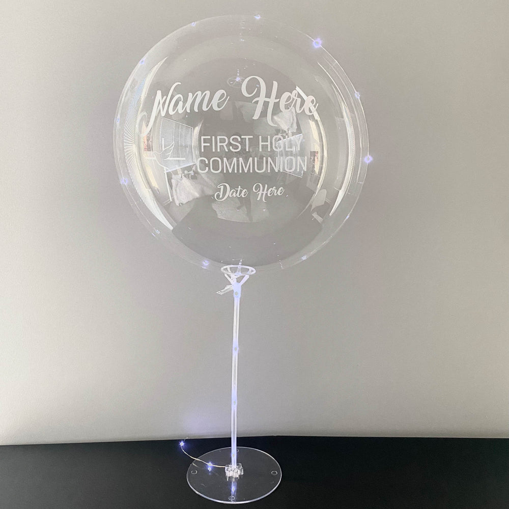 "FIRST HOLY COMMUNION" Balloominator - Custom LED Communion Balloon With Stand - Balloominators
