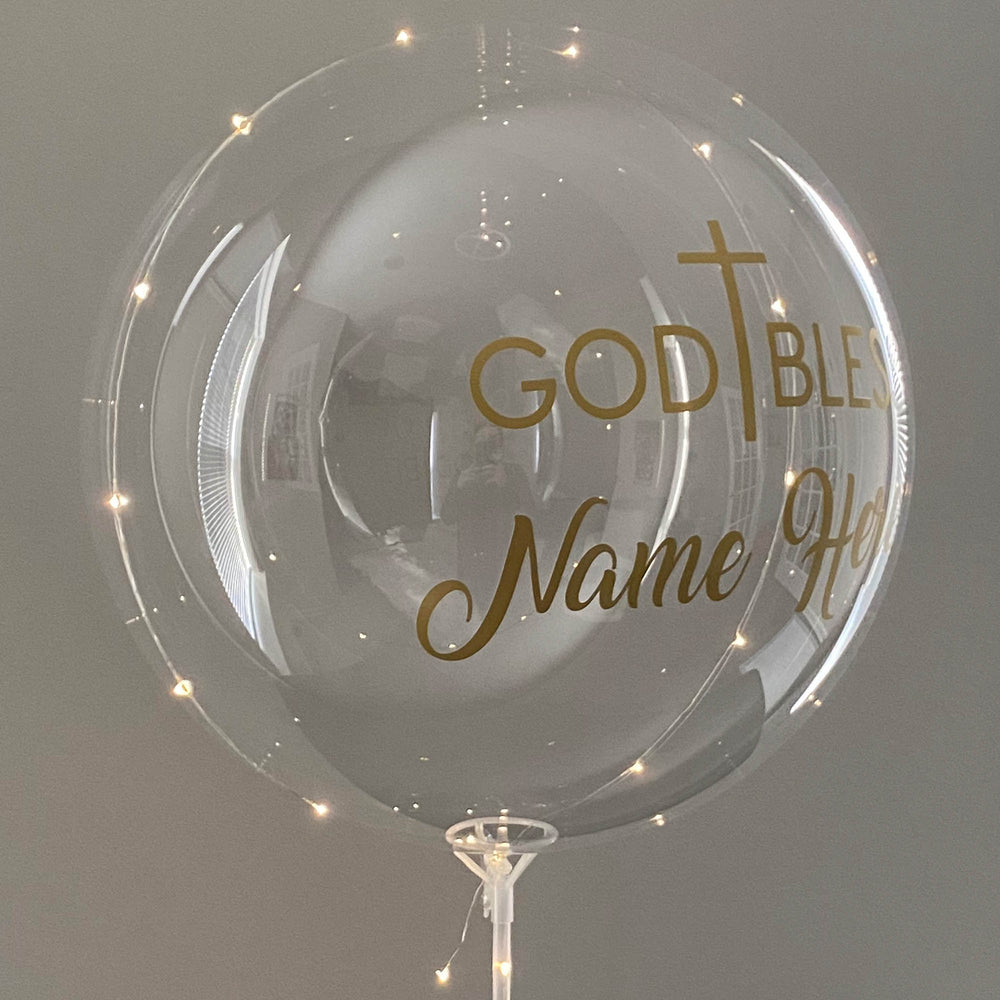 "GOD BLESS" Balloominator - Custom LED God Bless Balloon With Stand - Balloominators