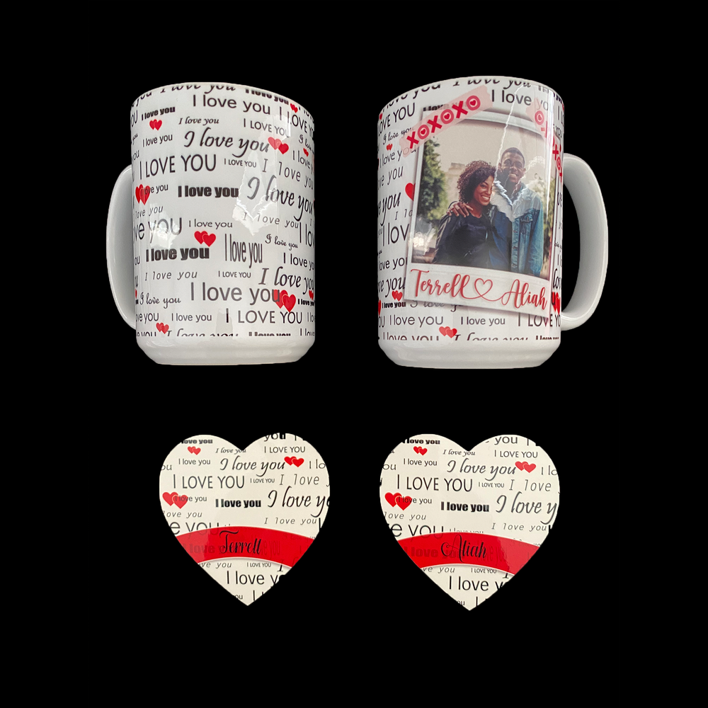 Hot Cocoa Bomb Valentine's Day Gift Set - Custom 2 Mugs And 2 Coasters - Balloominators