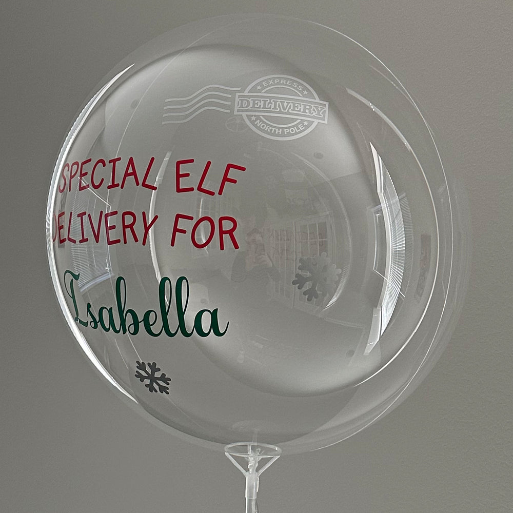 "Special Elf Delivery For" Balloon With Stand - Custom Elf Balloon With Stand - Balloominators