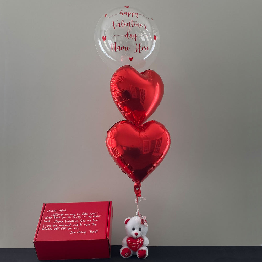 Hot Cocoa Bomb Valentine's Day Gift Set - 2 Mug And 2 Coaster Gift Set - Custom Valentine's Day Balloon And Bear - Balloominators