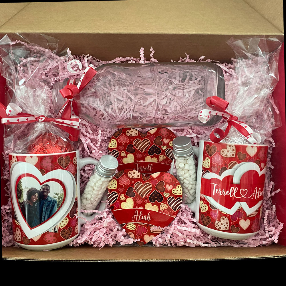 Hot Cocoa Bomb Valentine's Day Gift Set - Custom 2 Mugs And 2 Coasters - Balloominators